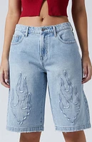 PacSun Light Indigo Flame Extreme Denim Jorts