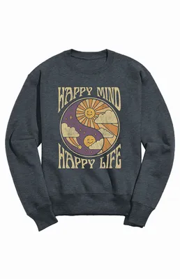 Heather Grey Yin Yang Crew Neck Sweatshirt