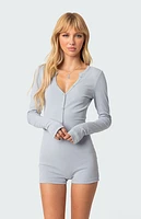 Edikted Fantasy Button Up Ribbed Romper