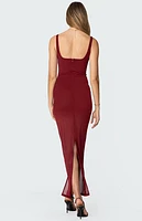 Edikted Mesh Built Bodysuit Maxi Dress