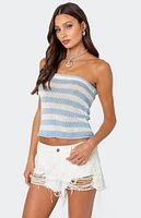 Edikted Nox Striped Crochet Tube Top