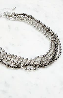 LA Hearts Silver Black Beaded Necklace