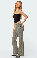 Edikted Boot Cut Low Rise Mud Washed Jeans
