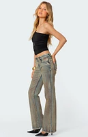 Edikted Boot Cut Low Rise Mud Washed Jeans