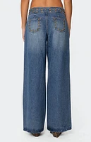 Edikted Stud & Grommet Low Rise Jeans