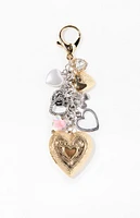 LA Hearts Mixed Metal Heart Locket Bag Charm Keychain