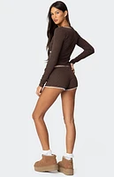 Edikted Juliana Polka Dot Ribbed Shorts