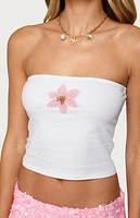 Edikted Luli Beaded Flower Tube Top