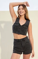 PacSun Studded Ultra Cropped Denim Vest