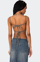 Edikted Lassy Washed Denim Bralette