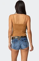 Edikted Tori Faux Suede Button Up Top