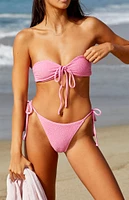 PacSun Eco Pink Kimmy Scrunch Tie Front Bandeau Bikini Top