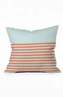 Blue Striped Outdoor Throw Pillow
