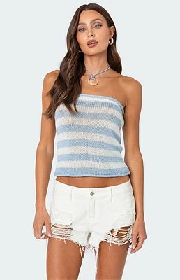 Edikted Nox Striped Crochet Tube Top