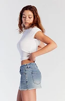 Pacsun Light Indigo Low Rise Denim Mini Skirt
