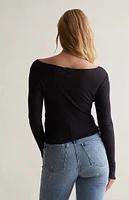 PS Basics by Pacsun Dove Lettuce Edge Long Sleeve Top