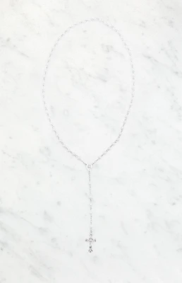 LA Hearts Bead Cross Lariat Necklace