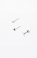 Pacsun 3 Piece Silver Lighting Bolt Earrings
