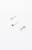 PacSun 3 Piece Silver Lighting Bolt Earrings