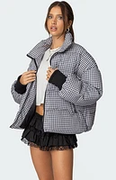 Edikted Oversized Gingham Puffer