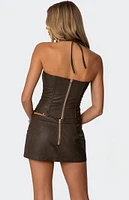 Edikted Stormi Lace Up Faux Leather Corset