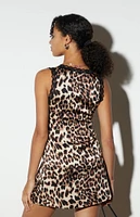 LA Hearts Lace Trim Leopard Mini Dress