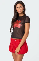 Edikted Aloha Sheer Mesh T-Shirt