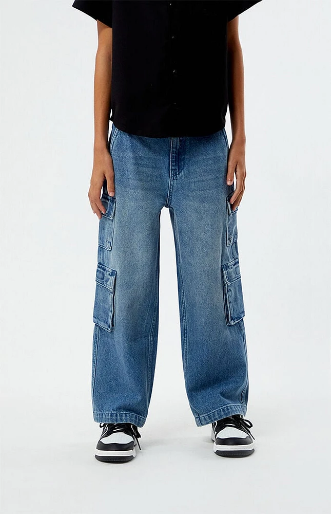 PacSun Kids Medium Indigo Baggy Cargo Jeans