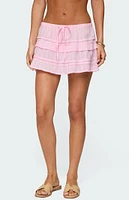 Edikted Embroidered Cotton Ruffle Mini Skirt