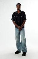 Pacsun Black Western Embroidered Oversized Resort Camp Shirt