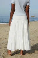 John Galt White Lizzy Maxi Skirt