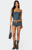 Edikted Jagger Low Rise Denim Shorts