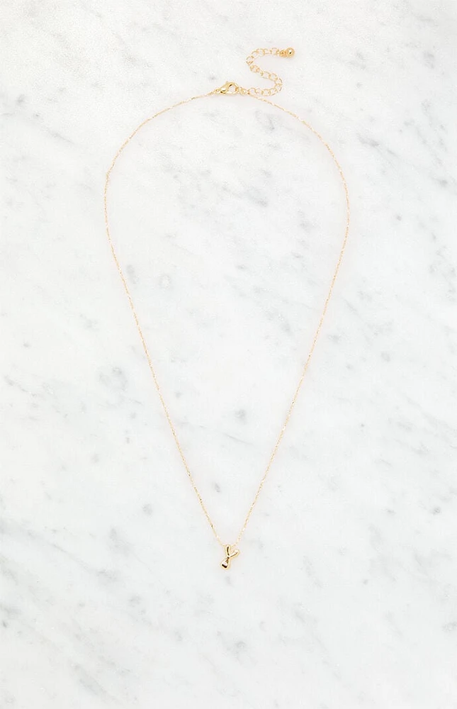 LA Hearts Y Initial 14K Gold Plated Necklace