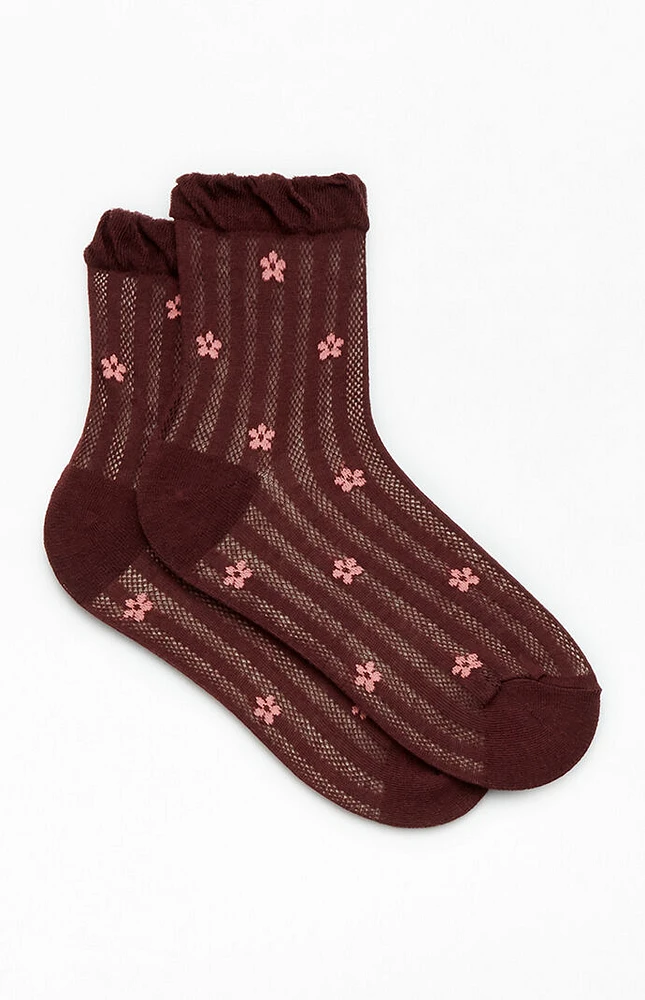 PacSun Waffle Knit Daisy Ruffle Socks