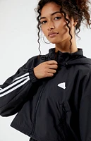 adidas Recycled Black Essentials 3-Stripes Woven Windbreaker Jacket