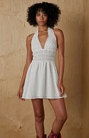 Your Favorite Kate Eyelet Halter Mini Dress