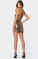 Edikted Sequin Leopard Printed Mini Dress