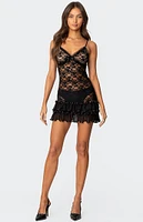 Edikted Luciane Lacey Mesh Mini Dress