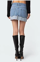 Edikted Folded Denim Mini Skirt