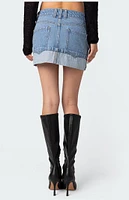 Edikted Folded Denim Mini Skirt