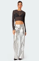 Edikted Kim Metallic Faux Leather Pants