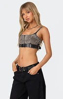 Edikted Belted Denim Crop Top