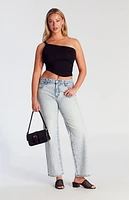 Pacsun Jordyn Acid Low Rise Straight Leg Jeans Light Indigo
