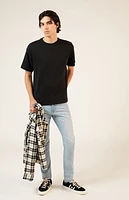 Pacsun Black Solid Waffle Knit T-Shirt