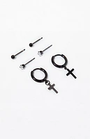 Pacsun 3 Pack Multi Black Cross Earrings