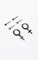 PacSun 3 Pack Multi Black Cross Earrings