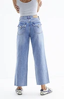 Pacsun Nora Medium Indigo Cropped Wide Leg Jeans