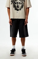 Vans Black Check-5 Baggy Denim Shorts