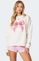 Edikted Bow Brat Printed Sweatshirt