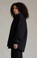 Kids Fear of God Essentials Overdye Black Denim Filled Shirt Jacket